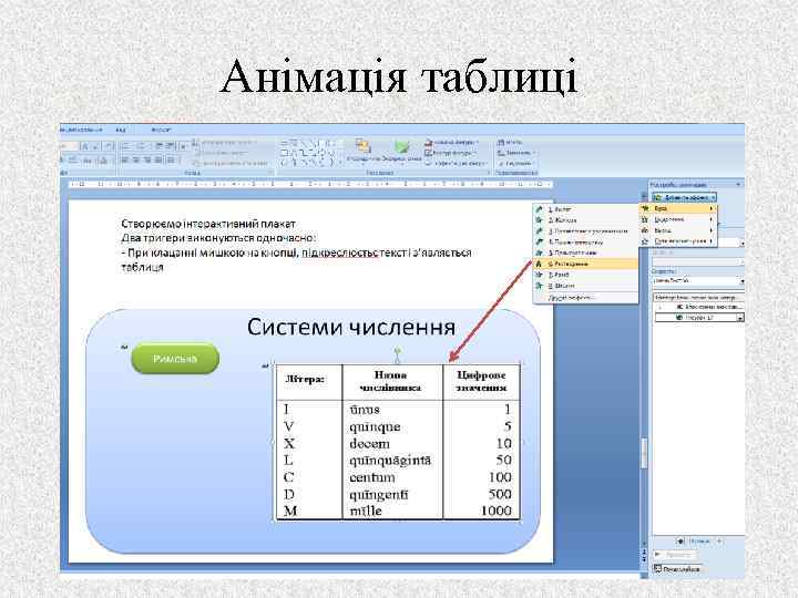 Анімація таблиці 