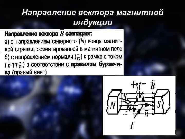 Направление вектора магнитной индукции 