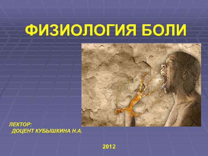 ФИЗИОЛОГИЯ БОЛИ ЛЕКТОР: ДОЦЕНТ КУБЫШКИНА Н. А. 2012 