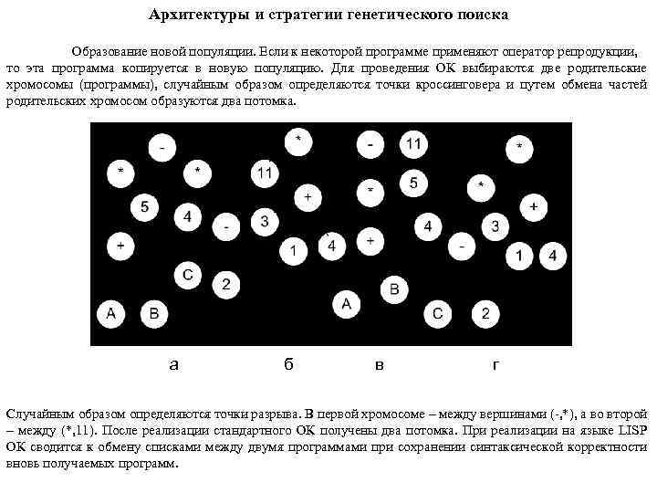 Архитектуры и стратегии генетического поиска Образование новой популяции. Если к некоторой программе применяют оператор