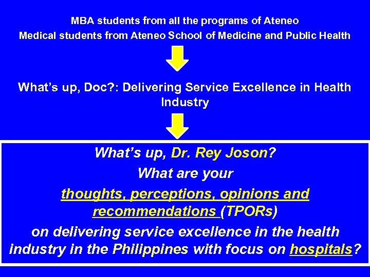 MBA students from all the programs of Ateneo Medical students from Ateneo School of