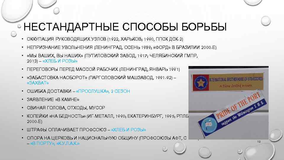 НЕСТАНДАРТНЫЕ СПОСОБЫ БОРЬБЫ • ОККУПАЦИЯ РУКОВОДЯЩИХ УЗЛОВ (1922, ХАРЬКОВ; 1990, ППСК ДСК-2) • НЕПРИЗНАНИЕ