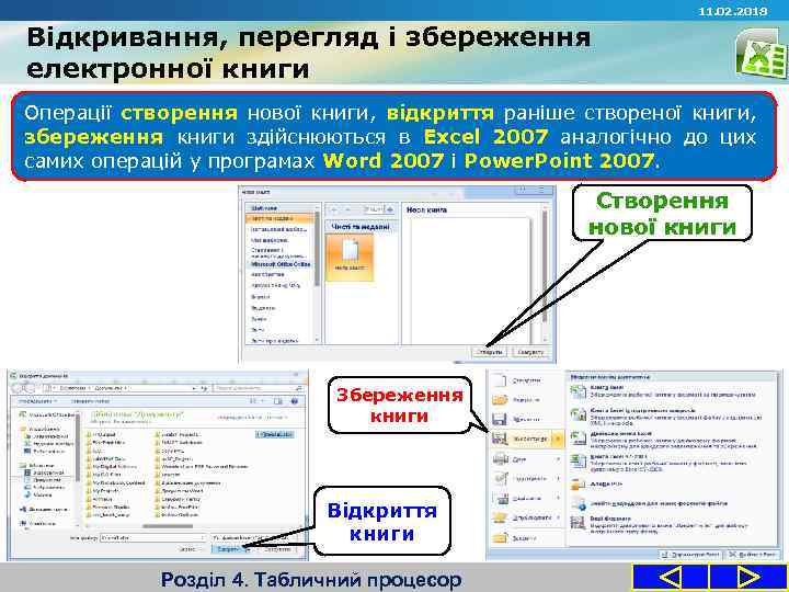 11. 02. 2018 Відкривання, перегляд і збереження електронної книги Операції створення нової книги, відкриття