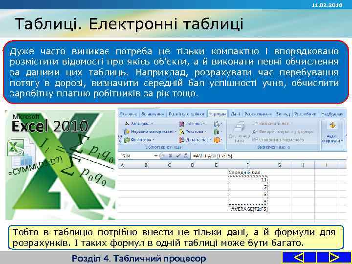 11. 02. 2018 Таблиці. Електронні таблиці Дуже часто виникає потреба не тільки компактно і