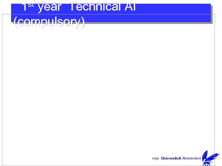 1 st year Technical AI (compulsory) vrije Universiteit Amsterdam 