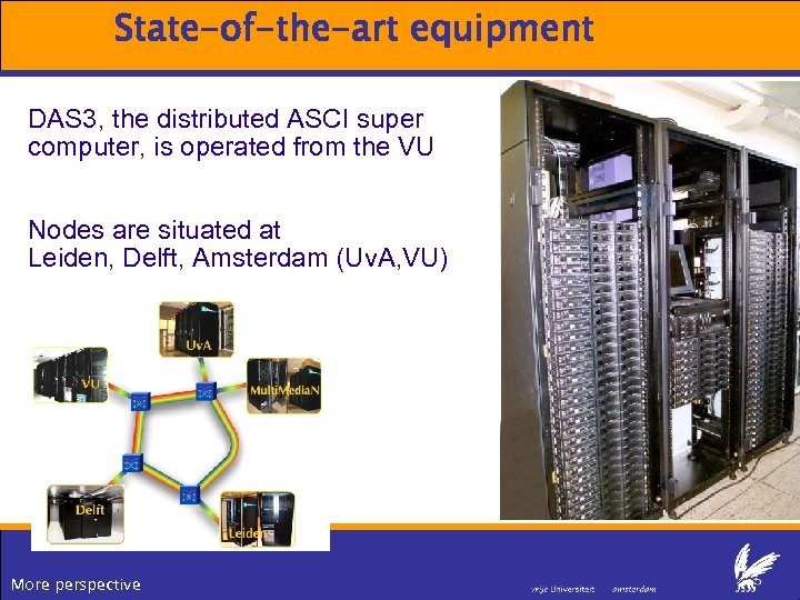 State-of-the-art equipment DAS 3, the distributed ASCI super computer, is operated from the VU