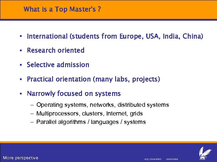 What is a Top Master's ? • International (students from Europe, USA, India, China)
