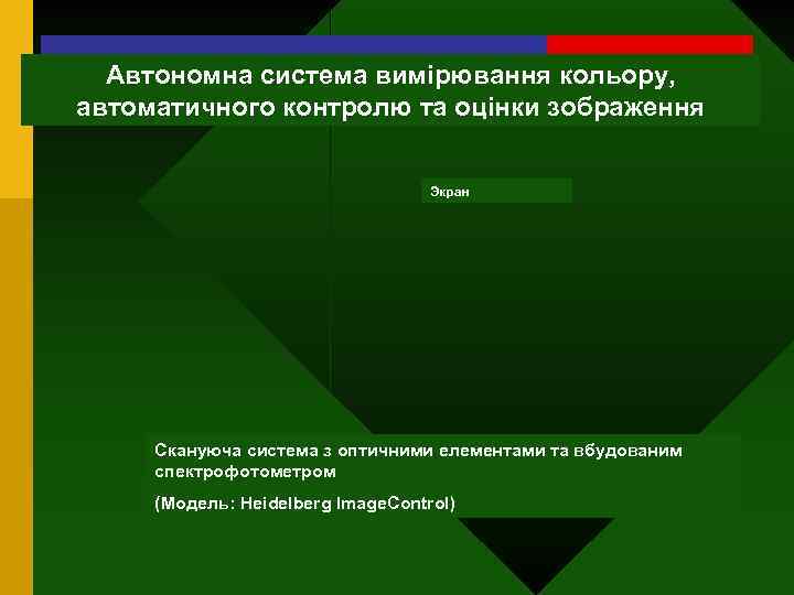 Автономна система вимірювання кольору, автоматичного контролю та оцінки зображення Экран Скануюча система з оптичними