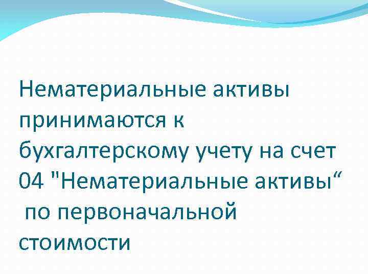 Нематериальные активы принимаются к бухгалтерскому учету на счет 04 