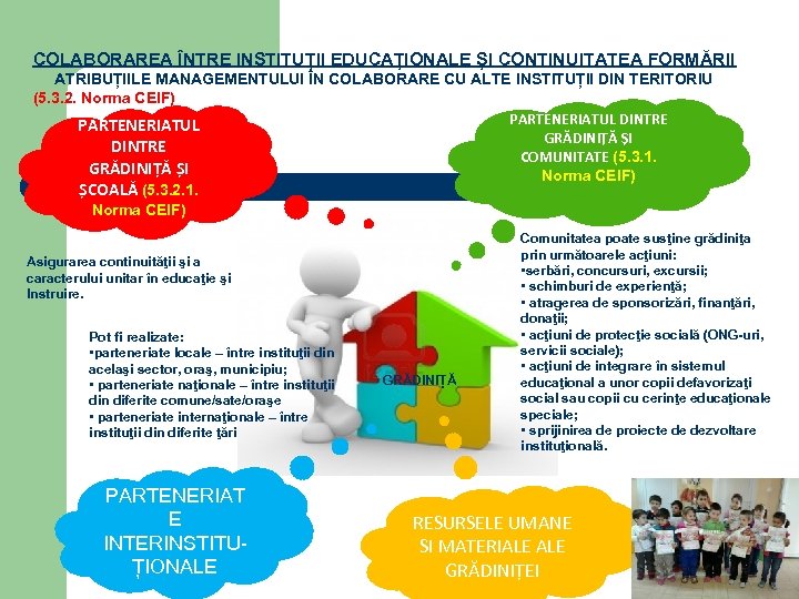 COLABORAREA ÎNTRE INSTITUȚII EDUCAȚIONALE ȘI CONTINUITATEA FORMĂRII ATRIBUȚIILE MANAGEMENTULUI ÎN COLABORARE CU ALTE INSTITUȚII