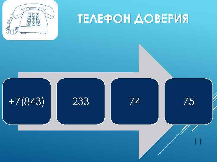 ТЕЛЕФОН ДОВЕРИЯ +7(843) 233 74 75 11 