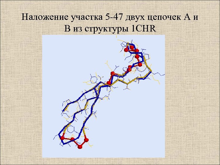 Наложение участка 5 -47 двух цепочек A и B из структуры 1 CHR 