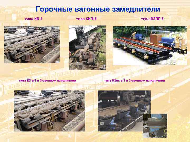 Горочные вагонные замедлители типа КВ-3 типа КЗ в 3 и 5 -звенном исполнении типа