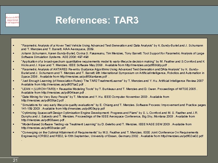 References: TAR 3 • • • 21 