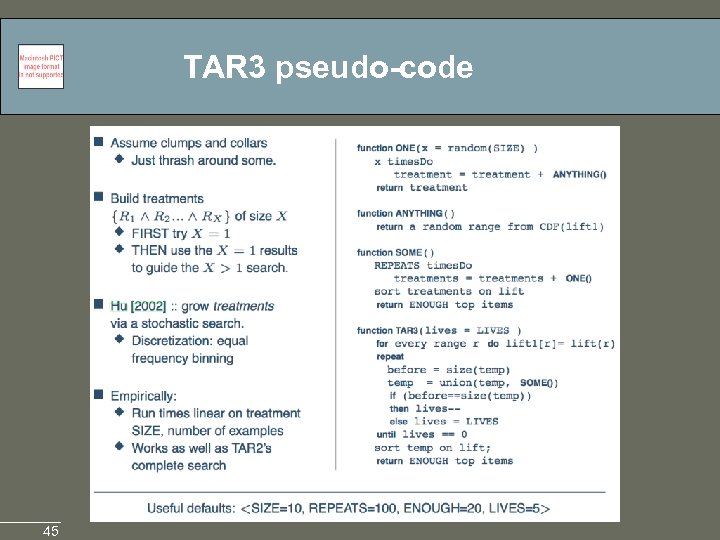 TAR 3 pseudo-code 45 