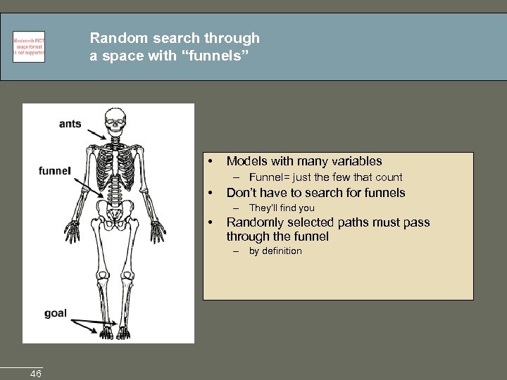 Random search through a space with “funnels” • Models with many variables – Funnel=