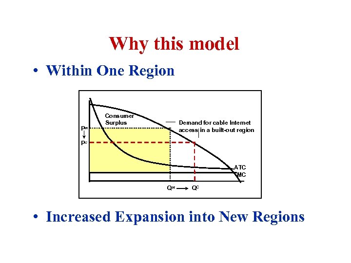 Why this model • Within One Region PM Consumer Surplus Demand for cable Internet