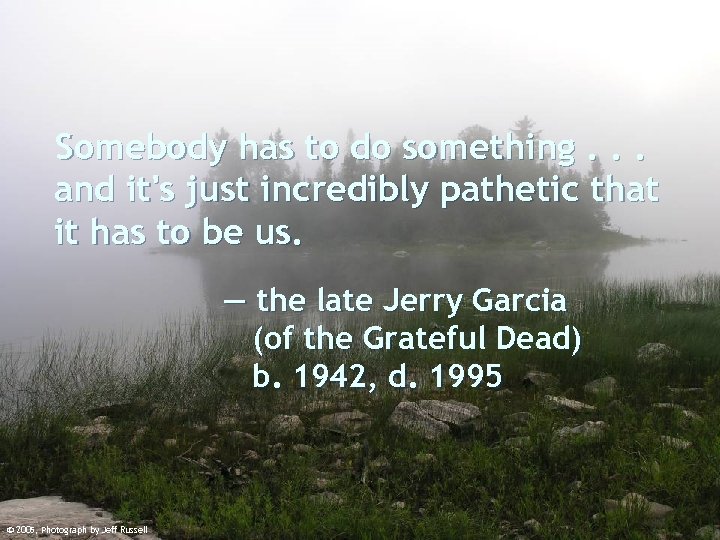 Somebody has to do something. . . and it's just incredibly pathetic that it