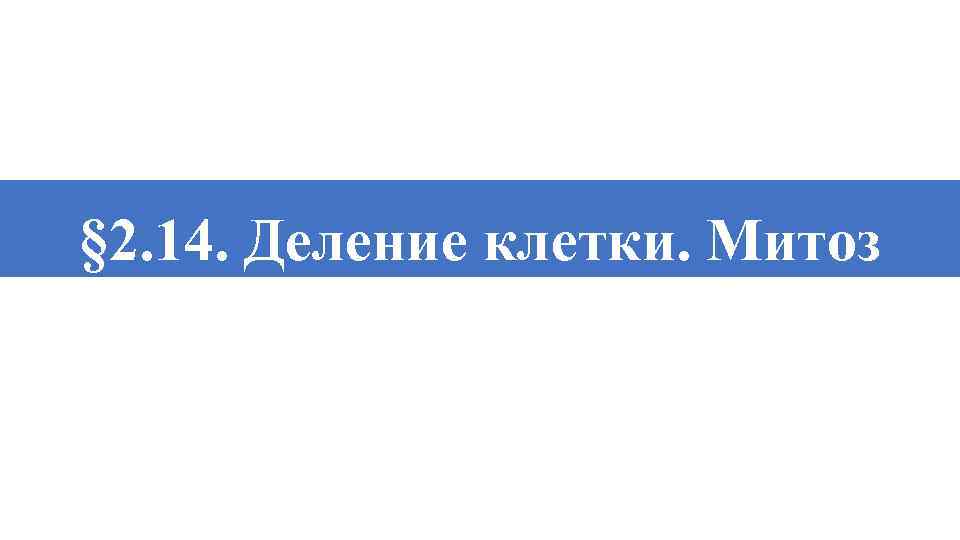 § 2. 14. Деление клетки. Митоз 