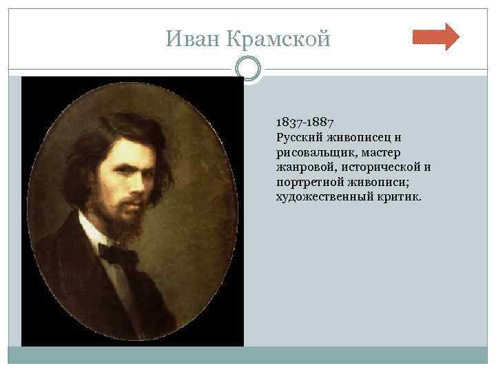 Иван Крамской 1837 -1887 Русский живописец и рисовальщик, мастер жанровой, исторической и портретной живописи;