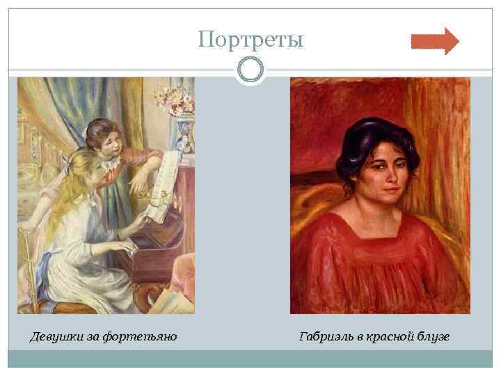 Портреты Девушки за фортепьяно Габриэль в красной блузе 