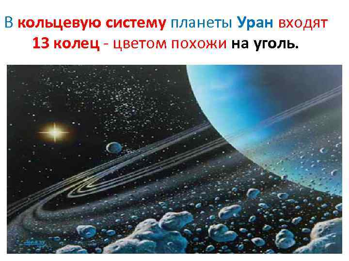В кольцевую систему планеты Уран входят 13 колец - цветом похожи на уголь. 