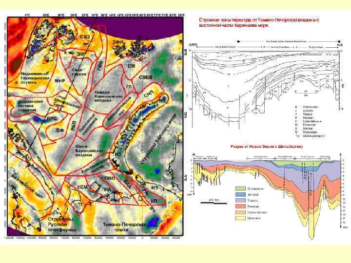 Строение зоны перехода от Тимано-Печорской впадины к восточной части Баренцева моря. 