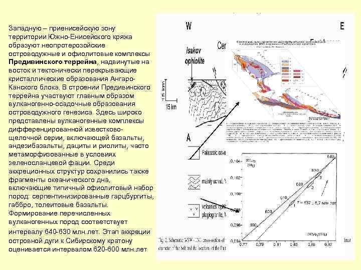 Западную – приенисейскую зону территории Южно-Енисейского кряжа образуют неопротерозойские островодужные и офиолитовые комплексы Предивинского