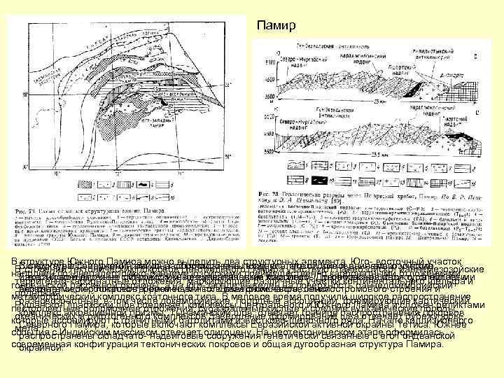 Памир В структуре Южного Памира можно выделить два структурных элемента. Юго- восточный участок В