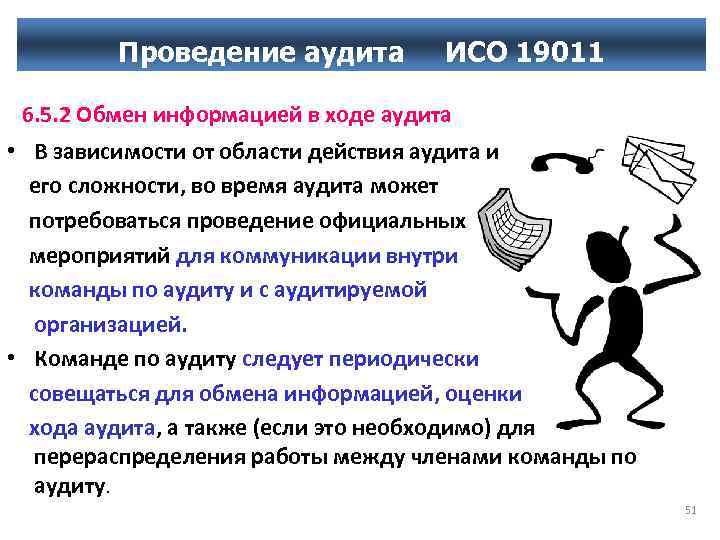 Проведение аудита ИСО 19011 6. 5. 2 Обмен информацией в ходе аудита • В