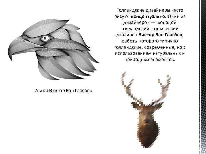 Голландские дизайнеры часто рисуют концептуально. Один из дизайнеров — молодой голландский графический дизайнер Виктор