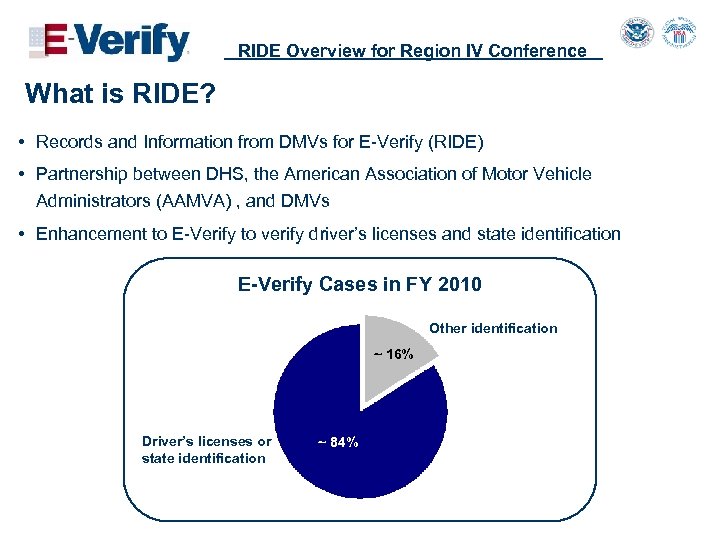 RIDE Overview for Region IV Conference What is RIDE? • Records and Information from