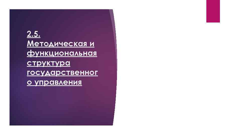 2. 5. Методическая и функциональная структура государственног о управления 