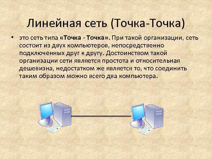 Линейная сеть (Точка-Точка) • это сеть типа «Точка - Точка» . При такой организации,