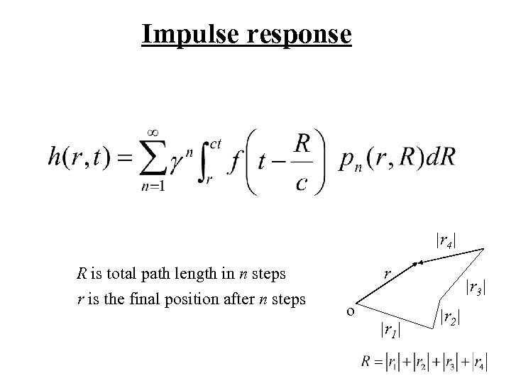 Impulse response |r 4| R is total path length in n steps r is