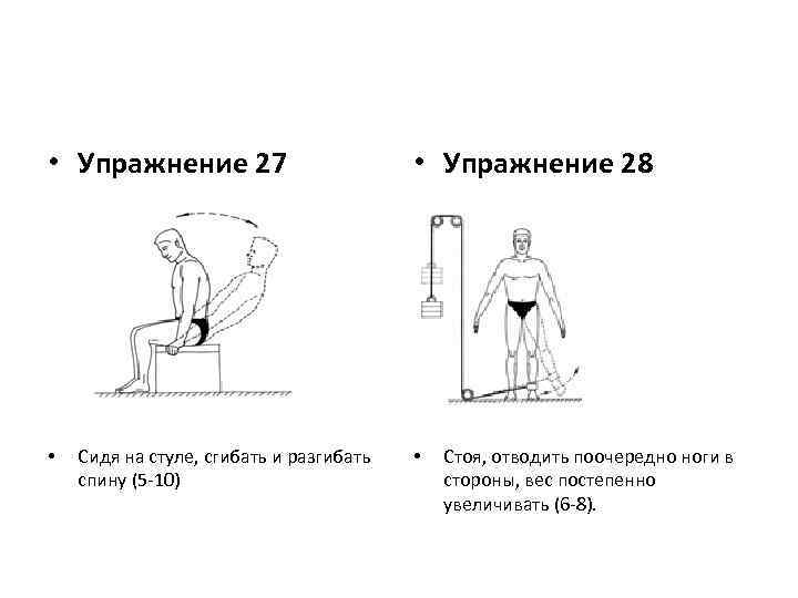  • Упражнение 27 • Сидя на стуле, сгибать и разгибать спину (5 -10)