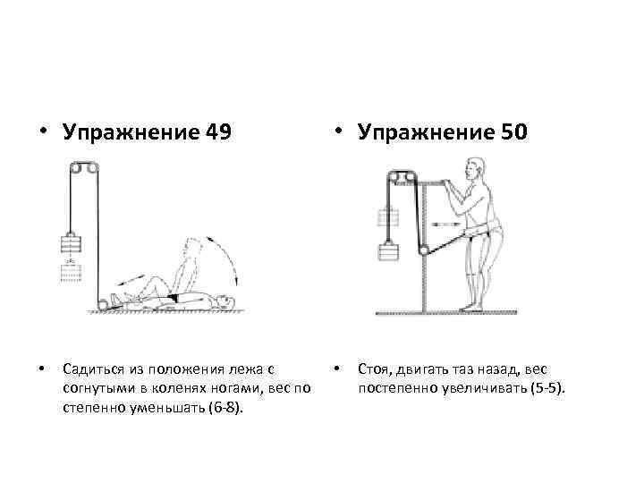  • Упражнение 49 • Садиться из положения лежа с согнутыми в коленях ногами,