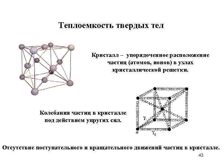 Колебания частиц. Кристаллическая решетка твердого тела. Теория теплоемкости твердых тел. Узлы кристаллической решетки. Колебания в узлах кристаллической решетки.