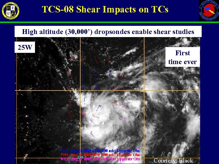 TCS-08 Shear Impacts on TCs High altitude (30, 000’) dropsondes enable shear studies 25