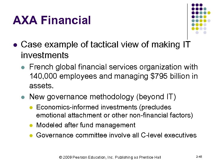 AXA Financial l Case example of tactical view of making IT investments l l