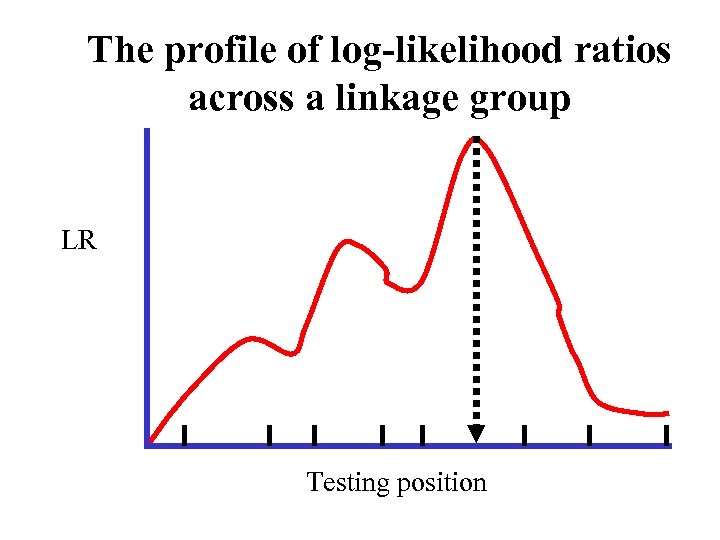 The profile of log-likelihood ratios across a linkage group LR Testing position 