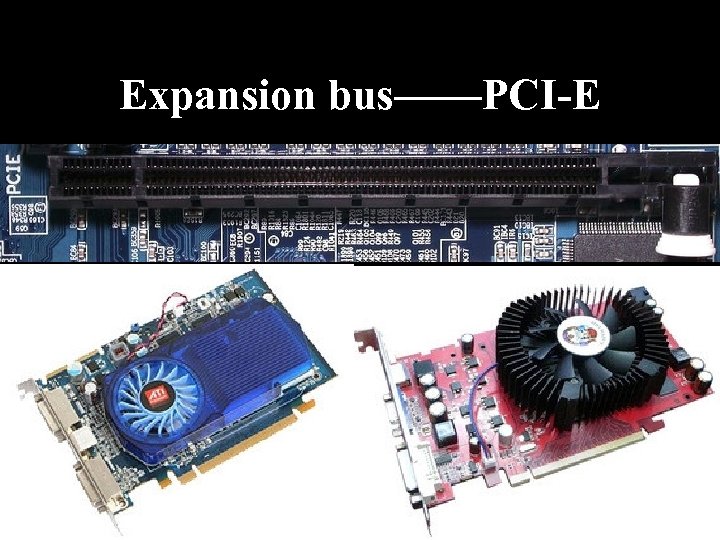 Expansion bus——PCI-E • Peripheral Component Interconnect Express is a computer expansion card interface format