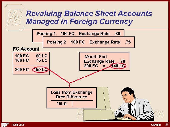 Revaluing Balance Sheet Accounts Managed in Foreign Currency Posting 1 100 FC Posting 2