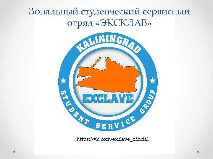Зональный студенческий сервисный отряд «ЭКСКЛАВ» https: //vk. com/exclave_official 