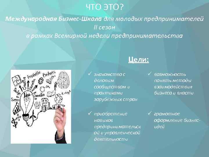 ЧТО ЭТО? Международная Бизнес-Школа для молодых предпринимателей II сезон в рамках Всемирной недели предпринимательства