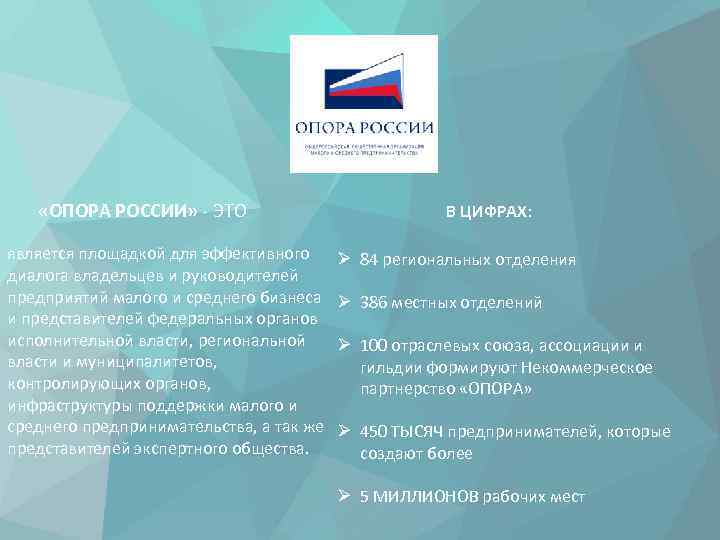  «ОПОРА РОССИИ» - ЭТО является площадкой для эффективного диалога владельцев и руководителей предприятий