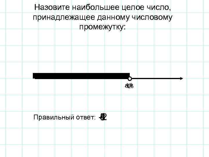 Назовите наибольшее целое число, принадлежащее данному числовому промежутку: 4, 9 5 8, 1 -1,