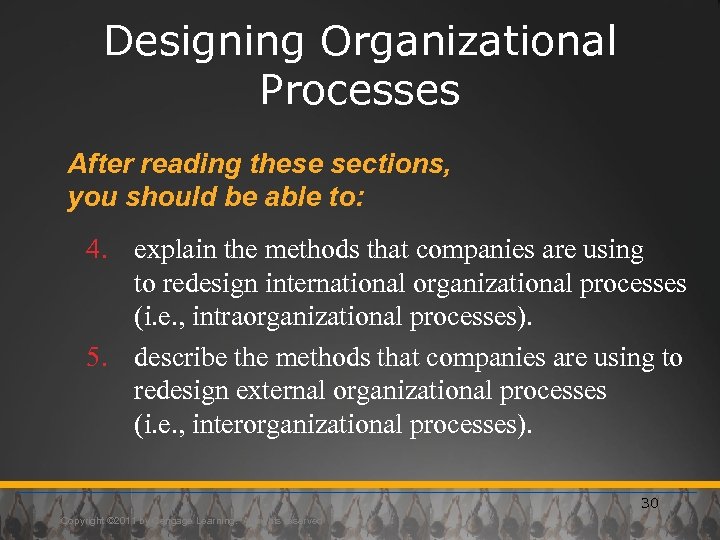 Designing Organizational Processes After reading these sections, you should be able to: 4. explain