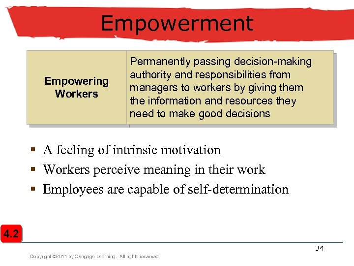 Empowerment Empowering Workers Permanently passing decision-making authority and responsibilities from managers to workers by