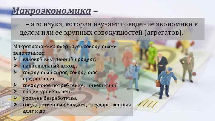 Макроэкономика – – это наука, которая изучает поведение экономики в целом или ее крупных